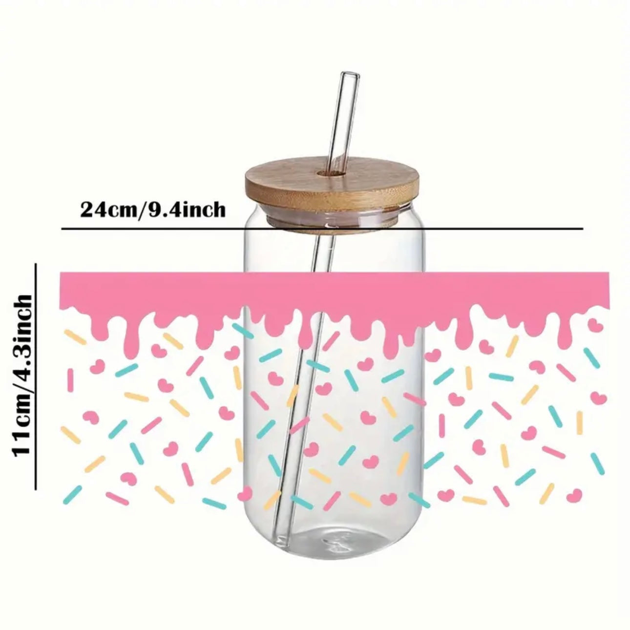 Donut Design 16 oz Libbey Glass Cup | UV DTF