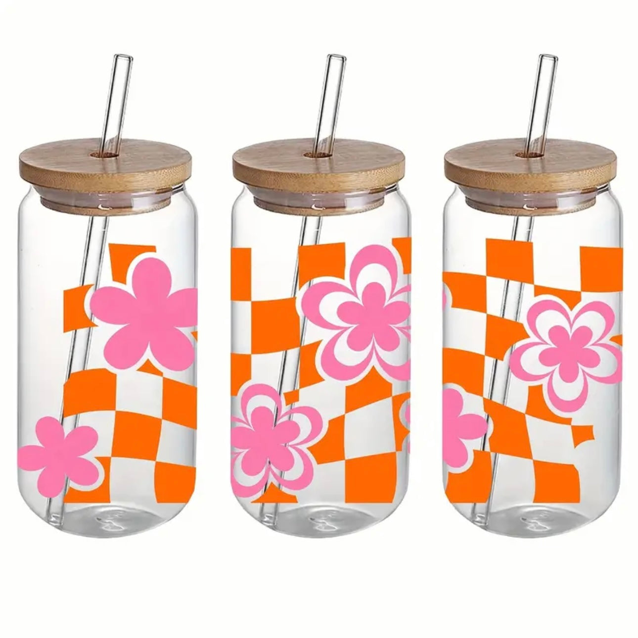 Summer Retro Design 16 oz Libbey Glass Cup | UV DTF