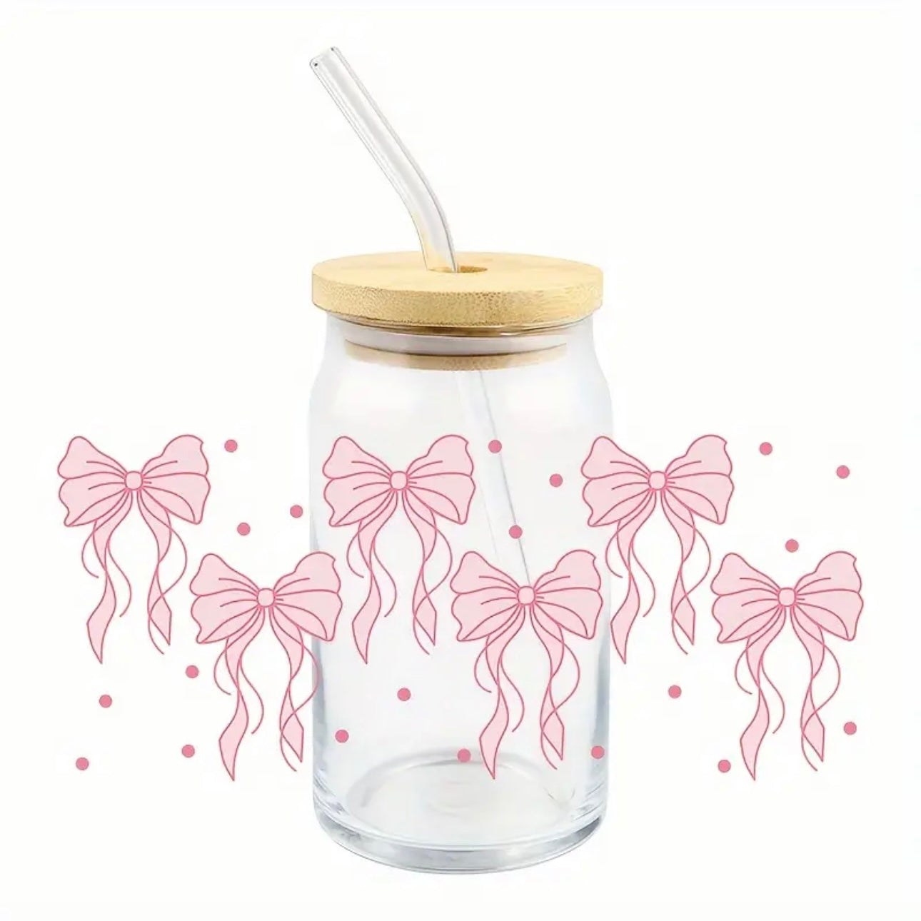 Bow Design 16 oz Libbey Glass Cup | UV DTF