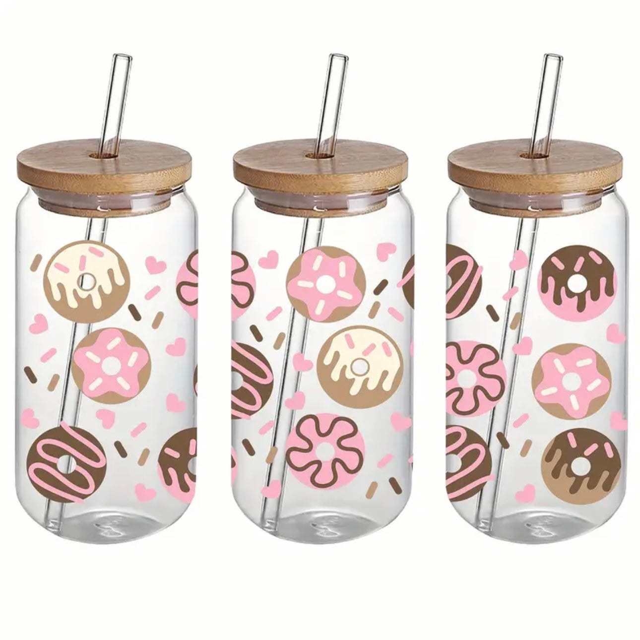 Donut Design 16 oz Libbey Glass Cup | UV DTF