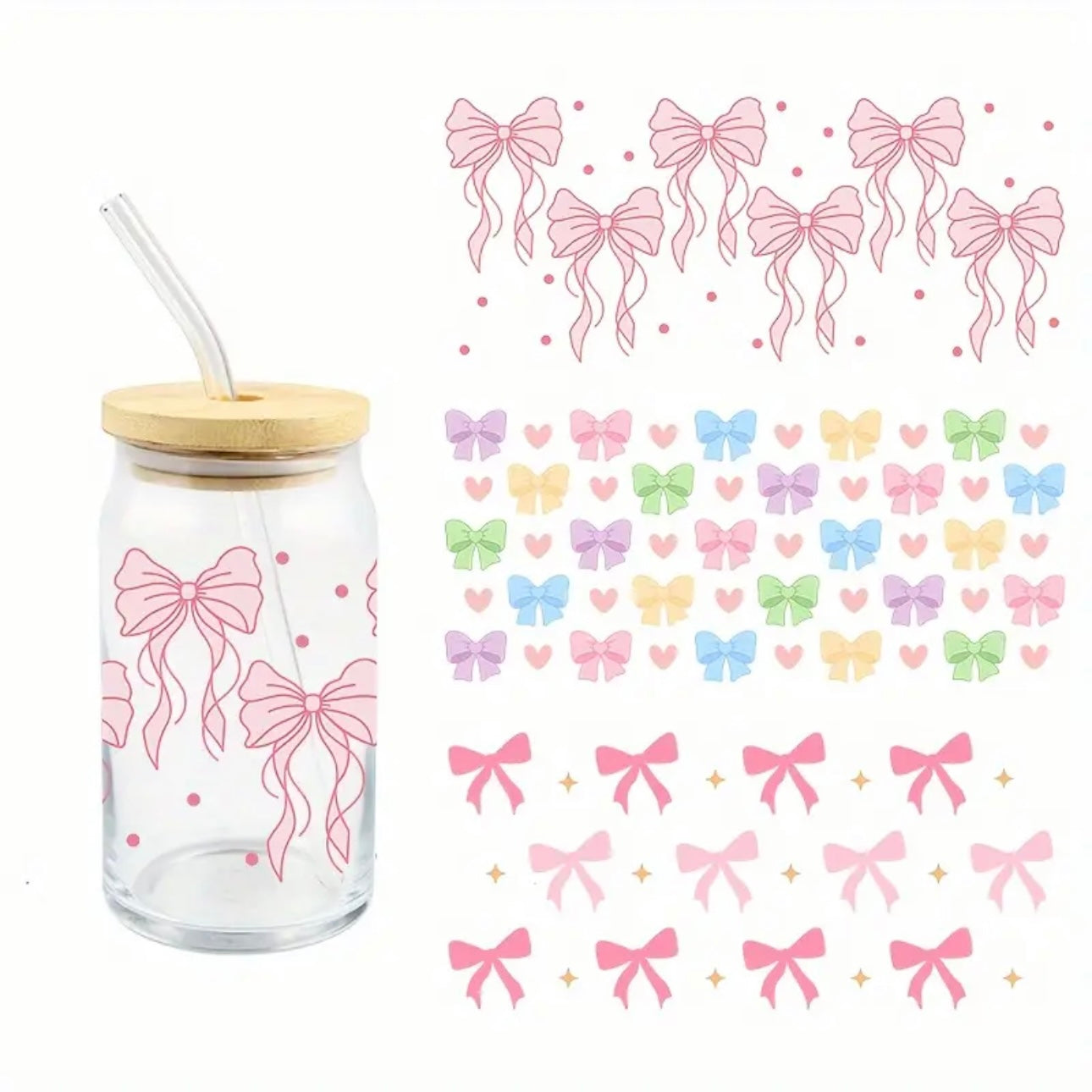 Bow Design 16 oz Libbey Glass Cup | UV DTF