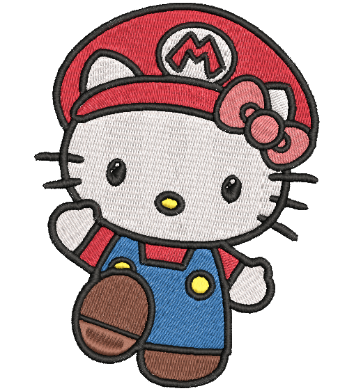 MARIO HELLO KITTY | Stitch With ease: Embroidery Repositional Hooping Design for multi-position stitching 4X6 Design