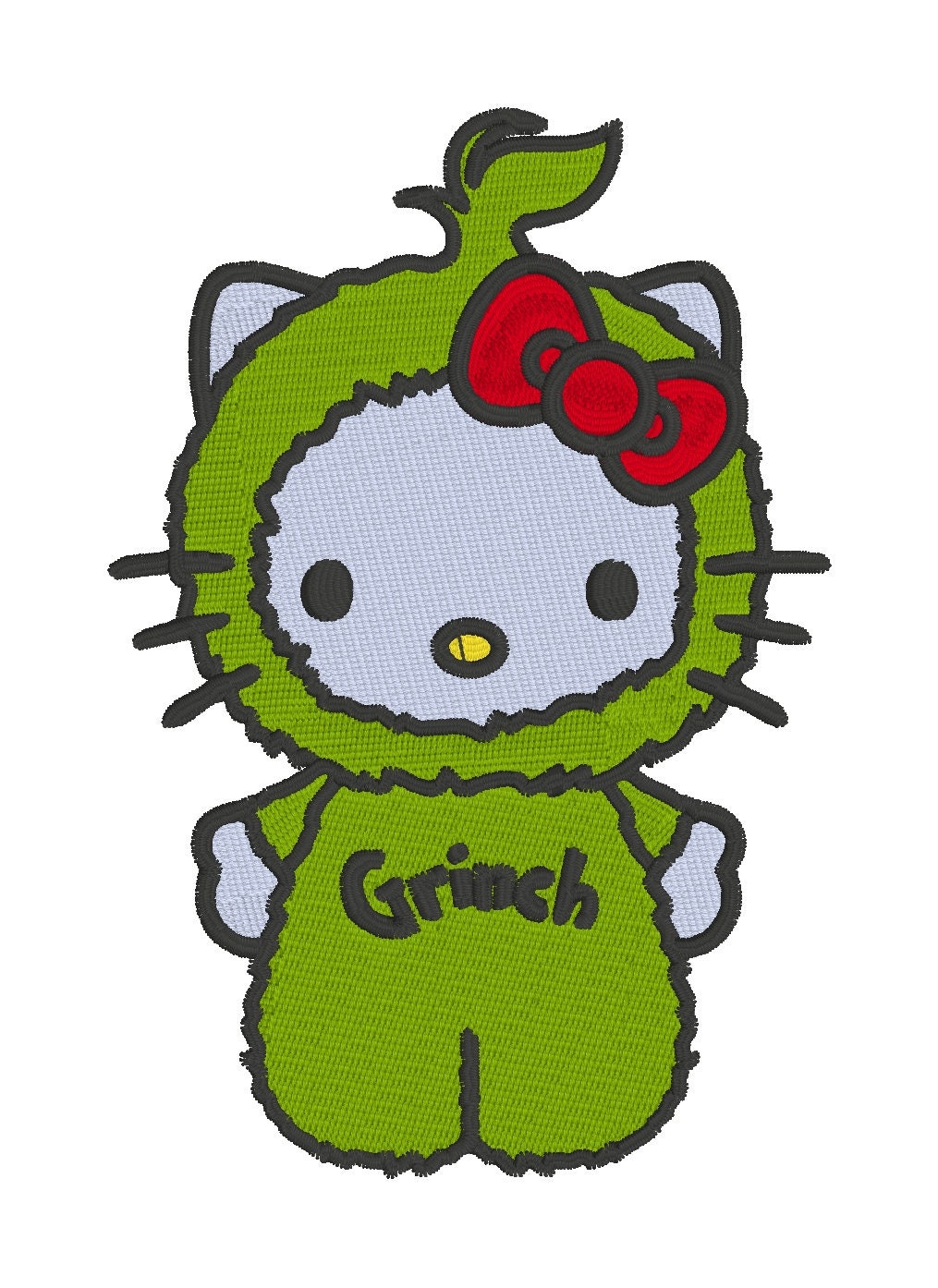 HELLO KITTY Grinch- Stitch with ease: Embroidery Repositional Hooping Design for multi-position stitching 4X6 Design