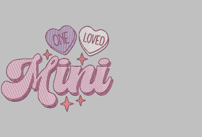 ONE LOVED mama/mini Stitch with ease: Embroidery Repositional Hooping Design for multi-position stitching 4X6 Design