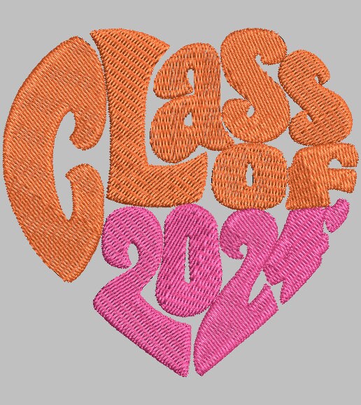 CLASS OF 2024 HEART Custom Designs 4x4 Machine Embroidery Design