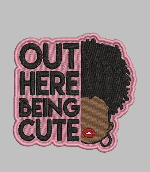 OUT here being CUTE Digital Embroidery Patch Template | Instant Download | DIY Craft File