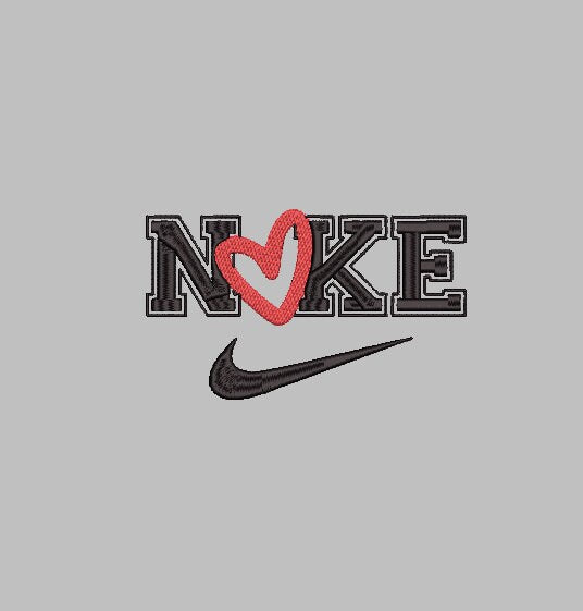 NIKE Heart Stitch with ease: Embroidery Repositional Hooping Design for multi-position stitching 4X6 Design