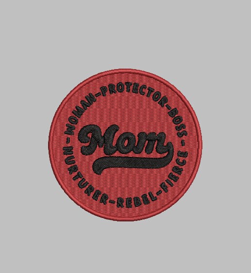MOM PATCH Digital Embroidery Patch Template | Instant Download | DIY Craft File