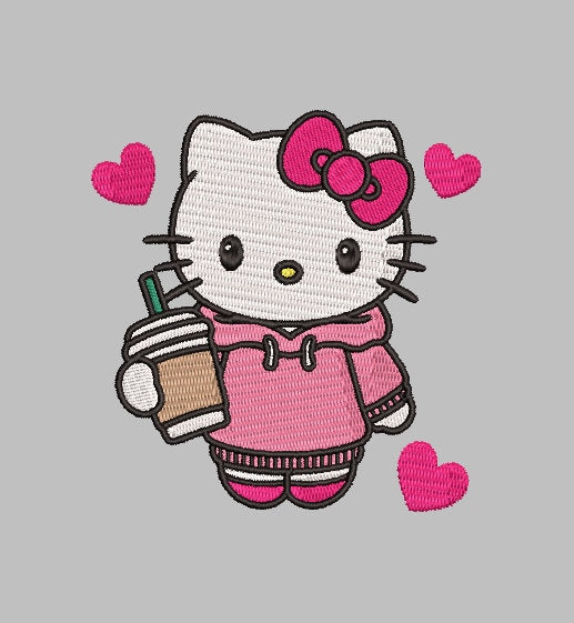 HELLO KITTY SWEATSHIRT Custom Designs 4x4 Machine Embroidery Design