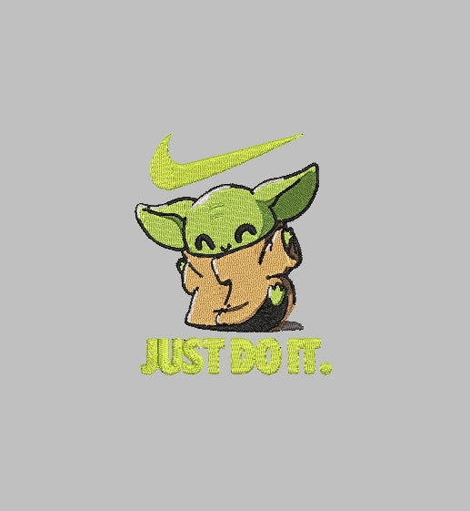 NIKE Baby Yoda Stitch with ease: Embroidery Repositional Hooping Design for multi-position stitching 4X6 Design