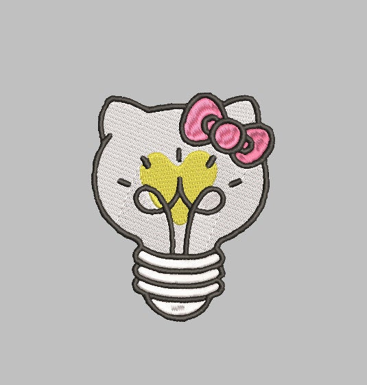 HELLO KITTY LIGHTBULB Stitch with ease: Embroidery Repositional Hooping Design for multi-position stitching 4X6 Design