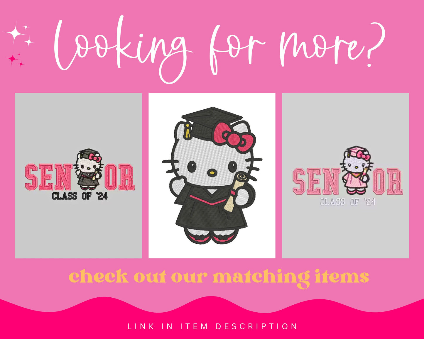 Senior PINK HK GRAD Stitch with ease: Embroidery Repositional Hooping Design for multi-position stitching 4X6 Design
