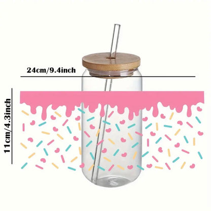 Donut Design 16 oz Libbey Glass Cup | UV DTF