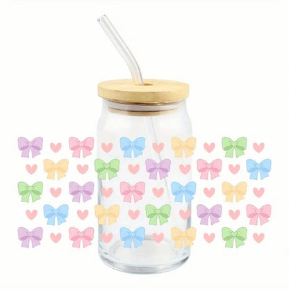 Bow Design 16 oz Libbey Glass Cup | UV DTF
