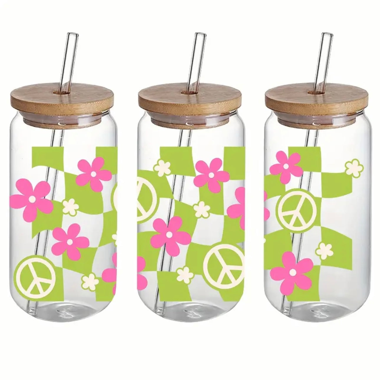Summer Retro Design 16 oz Libbey Glass Cup | UV DTF