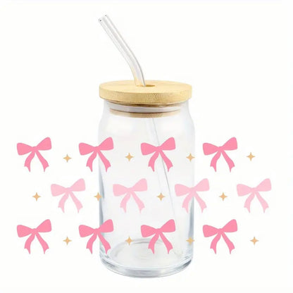 Bow Design 16 oz Libbey Glass Cup | UV DTF