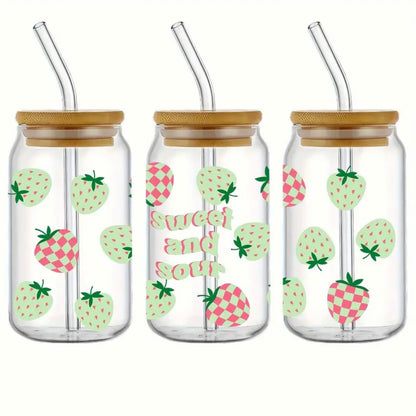 Summer Retro Design 16 oz Libbey Glass Cup | UV DTF