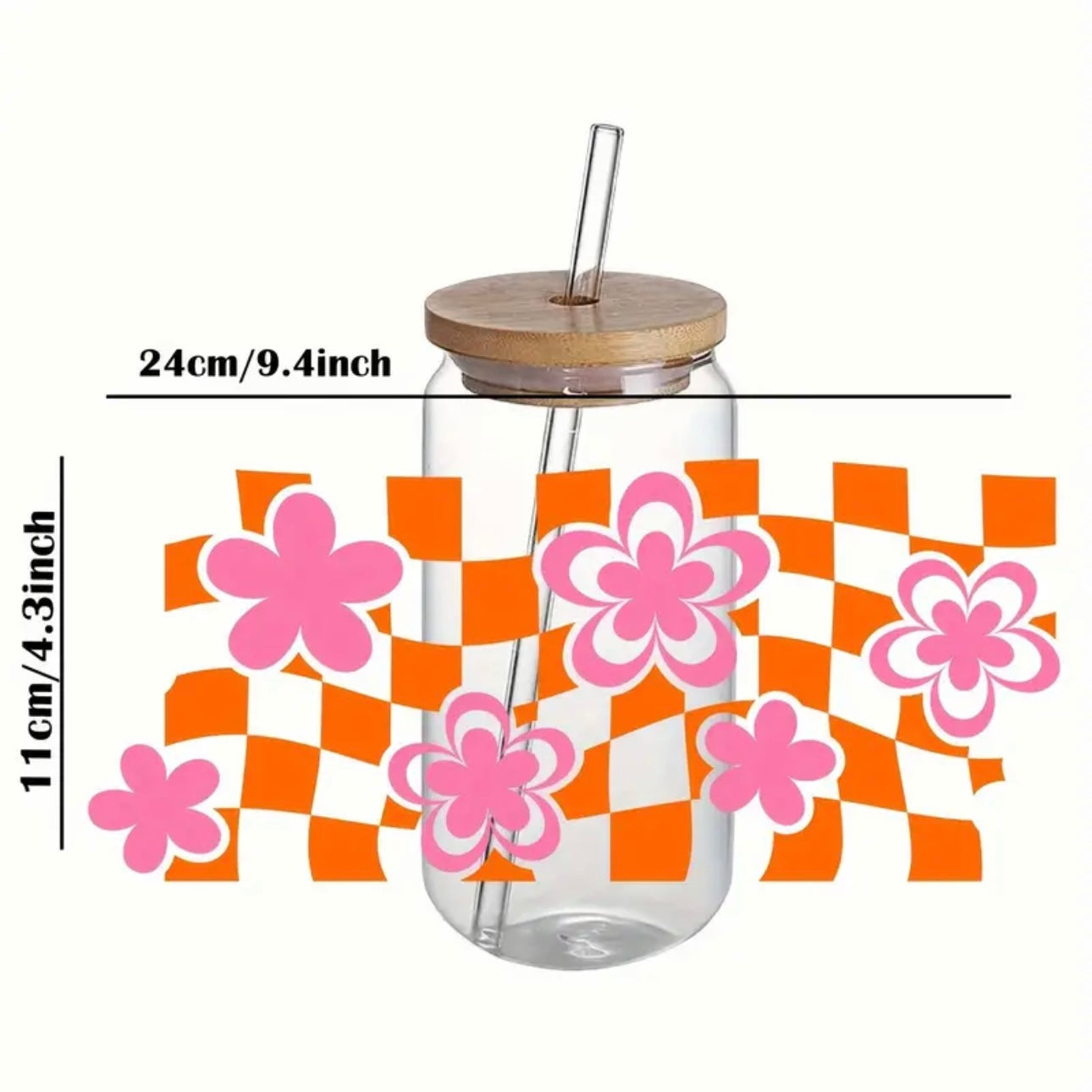 Summer Retro Design 16 oz Libbey Glass Cup | UV DTF