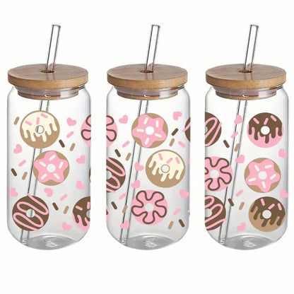 Donut Design 16 oz Libbey Glass Cup | UV DTF
