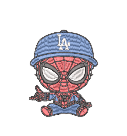 BABY SPIDERMAN LA DODGERS  | Stitch With ease: Embroidery Repositional Hooping Design for multi-position stitching 4X6 Design