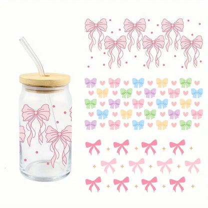 Bow Design 16 oz Libbey Glass Cup | UV DTF