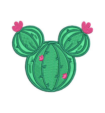 CACTUS MICKEY HEAD  | Stitch With ease: Embroidery Repositional Hooping Design for multi-position stitching 4X6 Design