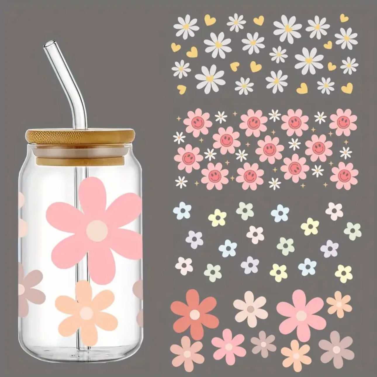 Daisy Dreams Design 16 oz Libbey Glass Cup | UV DTF