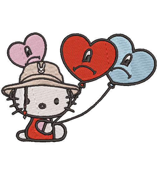 HELLO KITTY BENITO BALLOON  | Stitch With ease: Embroidery Repositional Hooping Design for multi-position stitching 4X6 Design