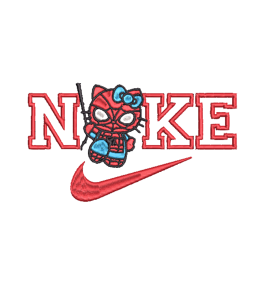 HELLO KITTY SPIDERMAN NIKE | Stitch With ease: Embroidery Repositional Hooping Design for multi-position stitching 4X6 Design