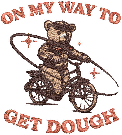 ON MY WAY TO GET DOUGH  | Stitch With ease: Embroidery Repositional Hooping Design for multi-position stitching 4X6 Design