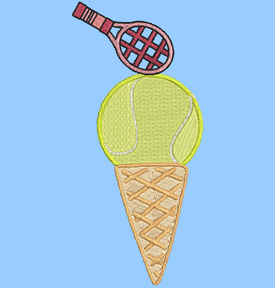TENNIS ICE CREAM CONE | Stitch With ease: Embroidery Repositional Hooping Design for multi-position stitching 4X6 Design