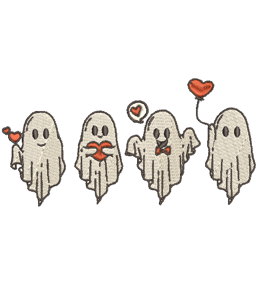 VALENTINE GHOST | Stitch With ease: Embroidery Repositional Hooping Design for multi-position stitching 4X6 Design