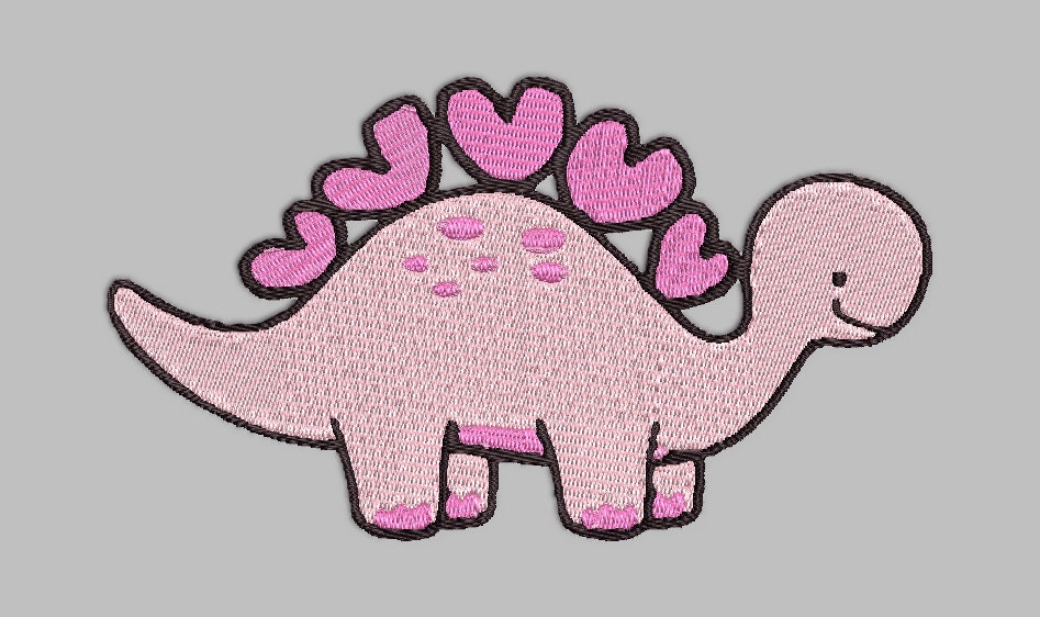 Pink Dino- Stitch with ease: Embroidery Repositional Hooping Design for multi-position stitching 4X6 Design
