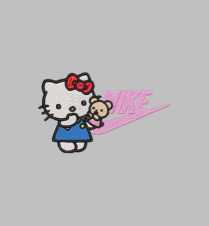 NIKE Big HELLO KITTY Stitch with ease: Embroidery Repositional Hooping Design for multi-position stitching 4X6 Design