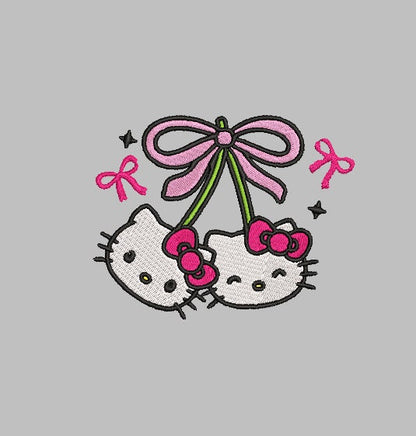 HELLO KITTY CNQUETTE CHERRY Stitch with ease: Embroidery Repositional Hooping Design for multi-position stitching 4X6 Design